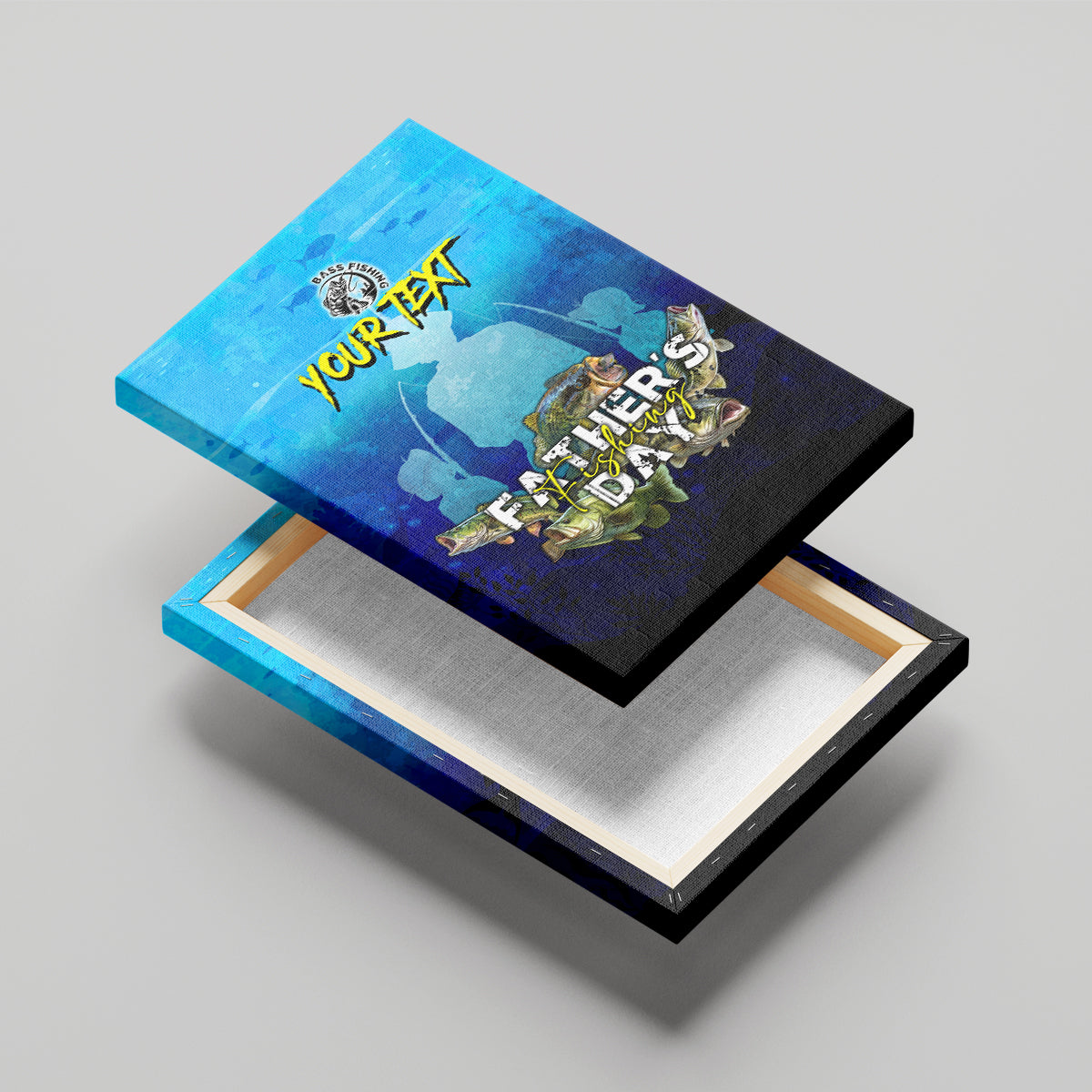 Personalized Father's Day Bass Fishing Canvas Wall Art Son and Daughter - Wonder Print Shop