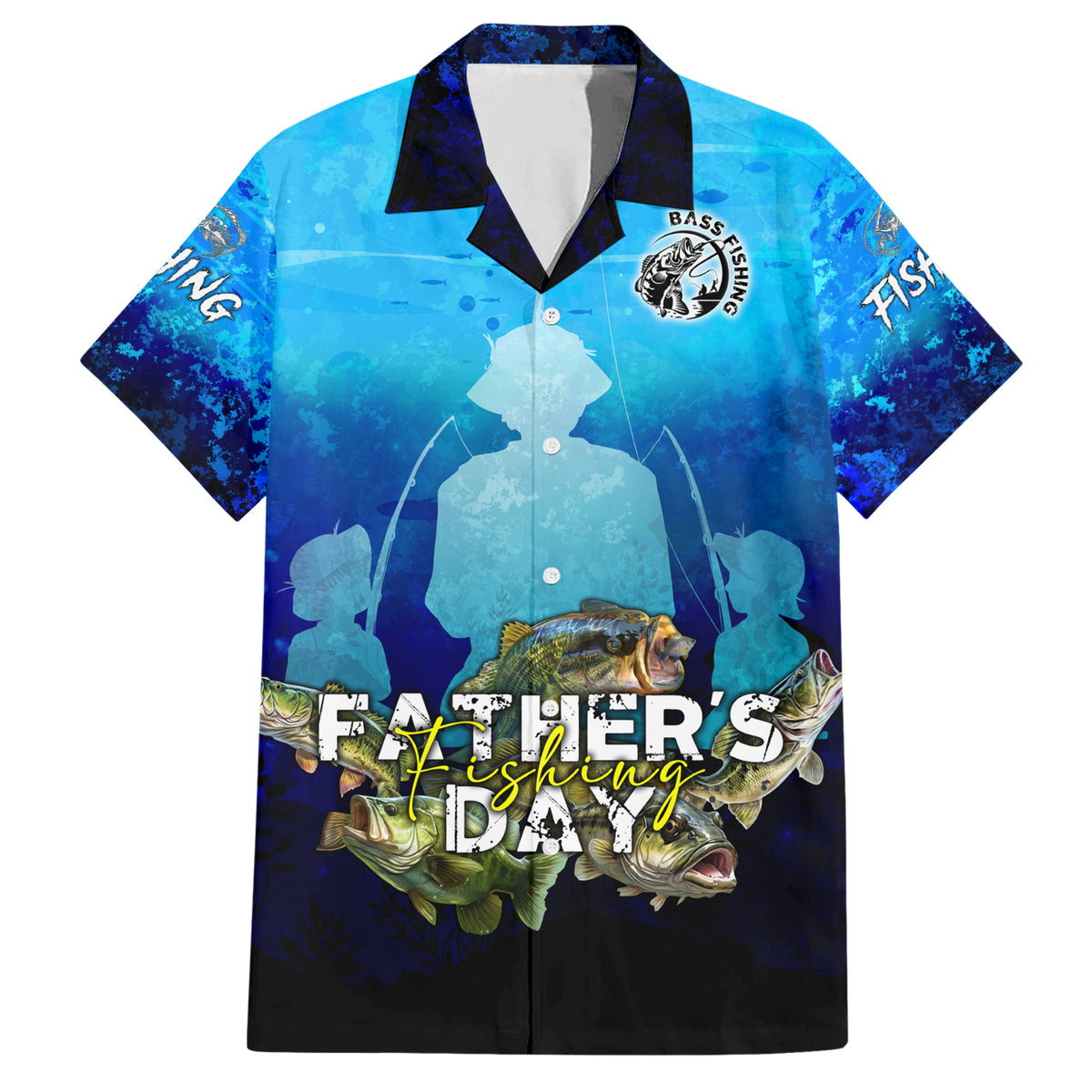 Personalized Father's Day Bass Fishing Hawaiian Shirt Son and Daughter - Wonder Print Shop