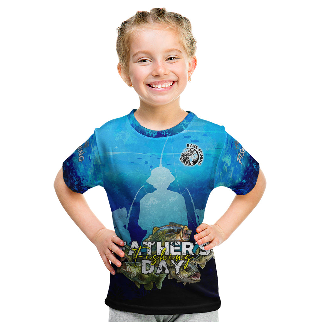 Personalized Father's Day Bass Fishing Kid T Shirt Son and Daughter - Wonder Print Shop