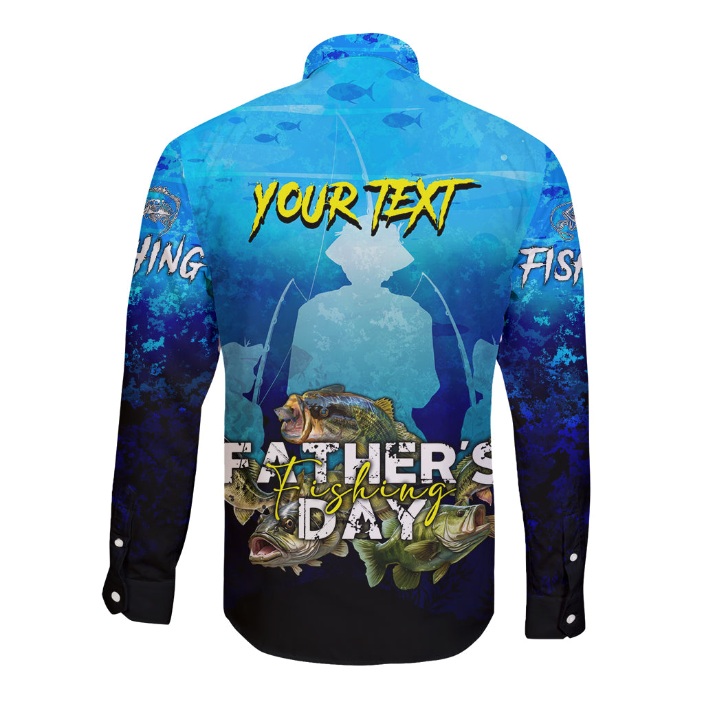 Personalized Father's Day Bass Fishing Long Sleeve Button Shirt Son and Daughter - Wonder Print Shop