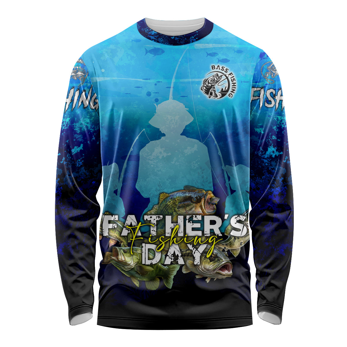 Personalized Father's Day Bass Fishing Long Sleeve Shirt Son and Daughter - Wonder Print Shop