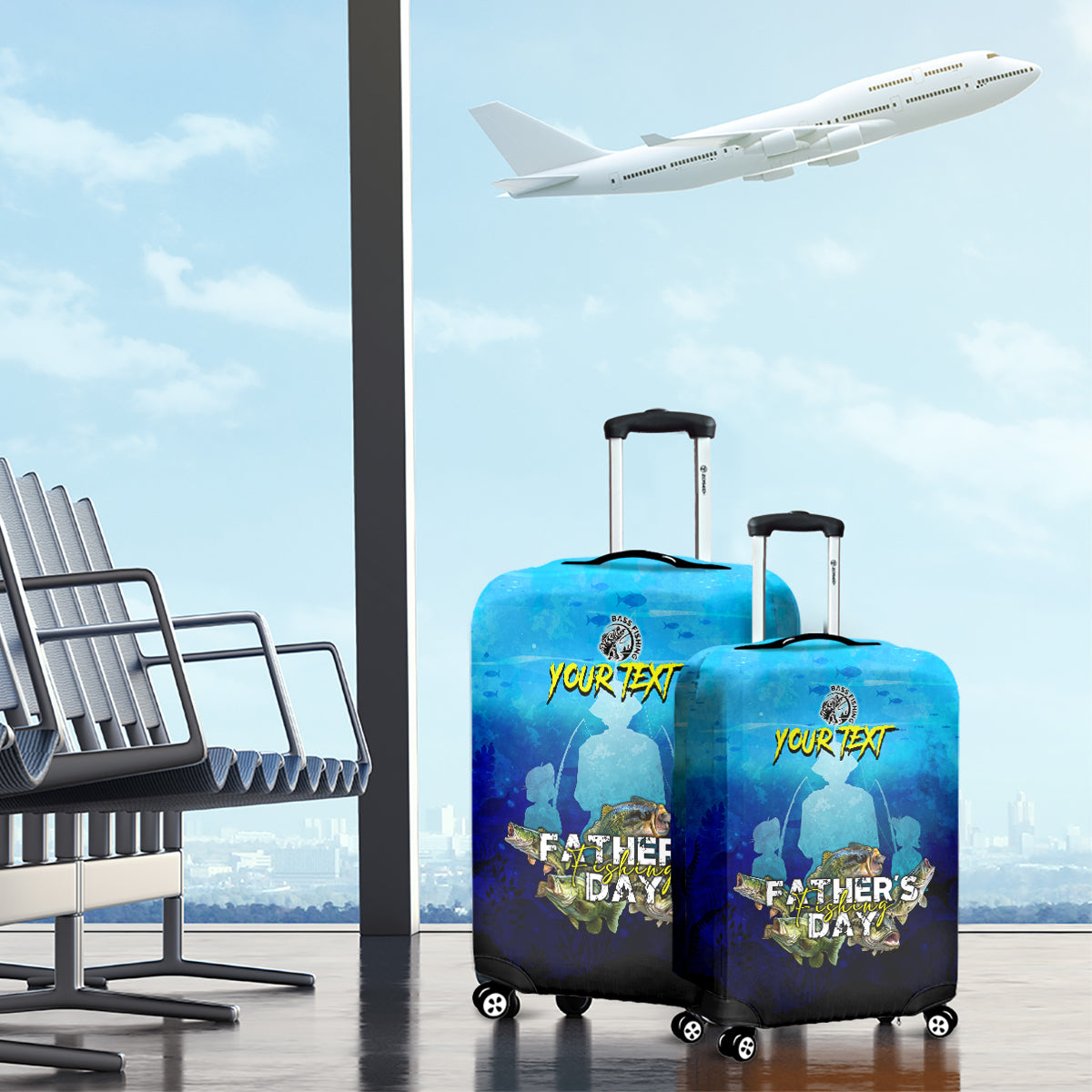 Personalized Father's Day Bass Fishing Luggage Cover Son and Daughter - Wonder Print Shop