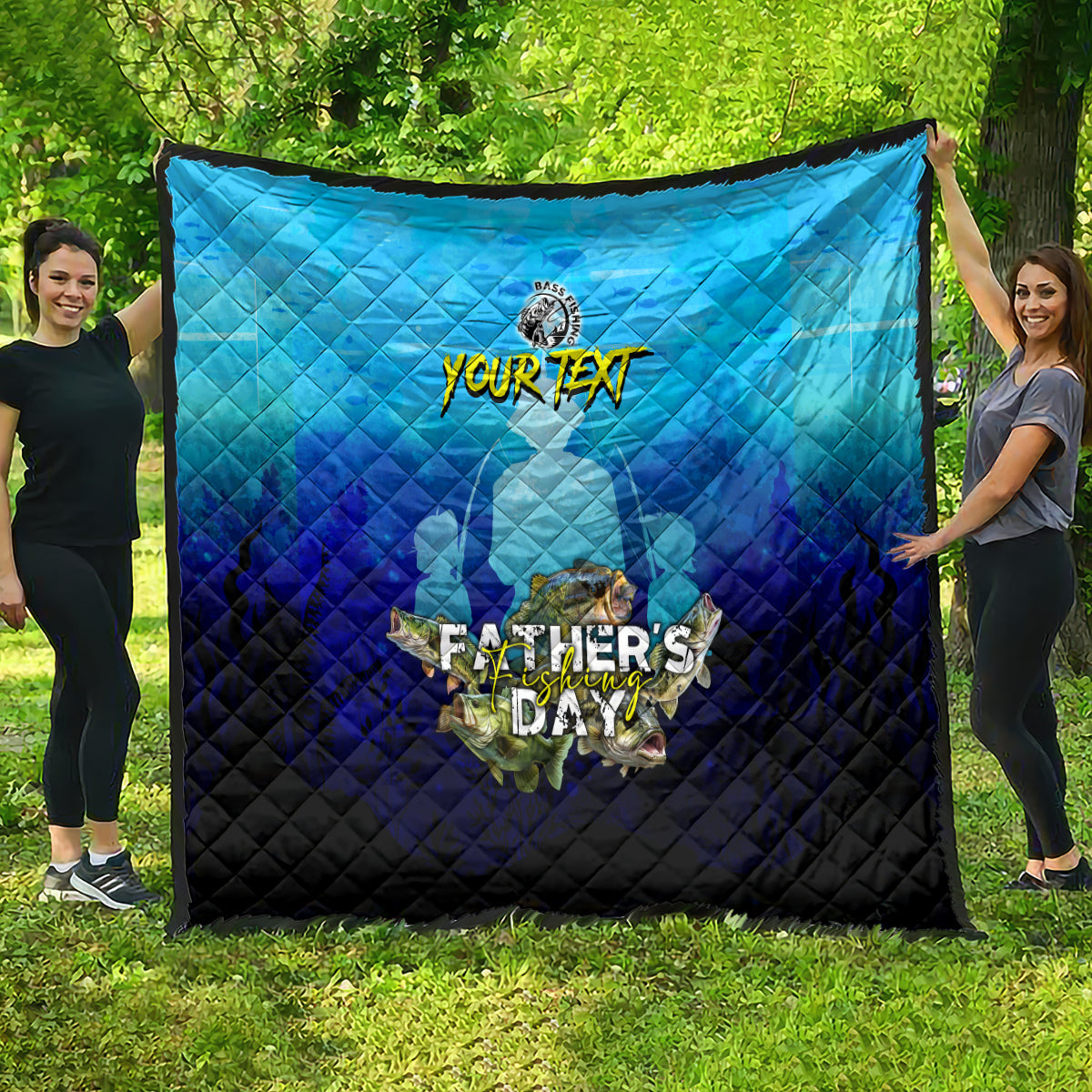 Personalized Father's Day Bass Fishing Quilt Son and Daughter - Wonder Print Shop
