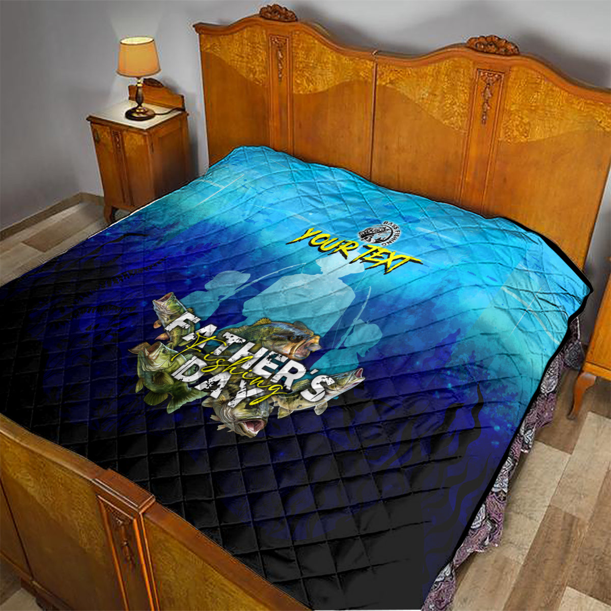 Personalized Father's Day Bass Fishing Quilt Son and Daughter - Wonder Print Shop