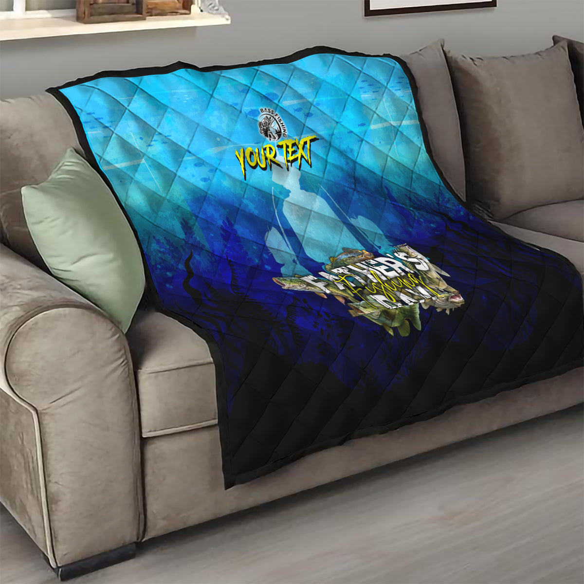Personalized Father's Day Bass Fishing Quilt Son and Daughter - Wonder Print Shop