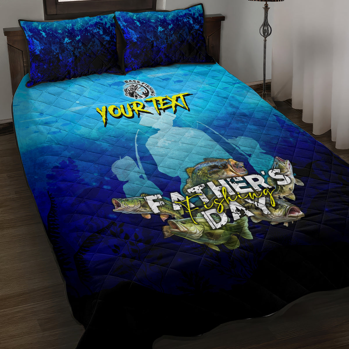 Personalized Father's Day Bass Fishing Quilt Bed Set Son and Daughter - Wonder Print Shop