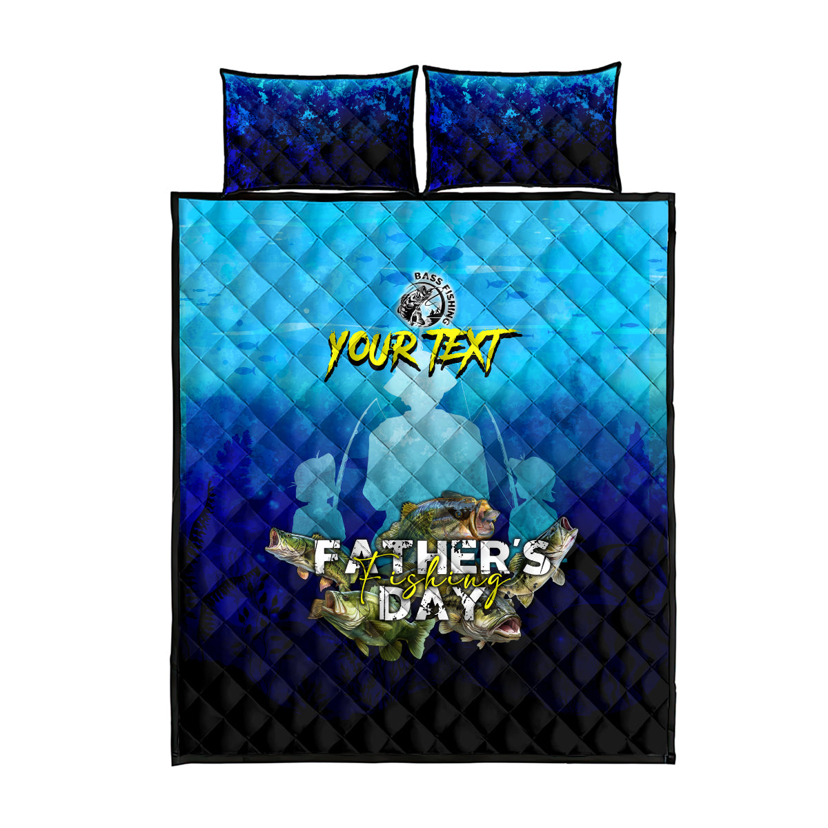 Personalized Father's Day Bass Fishing Quilt Bed Set Son and Daughter - Wonder Print Shop