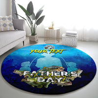 Personalized Father's Day Bass Fishing Round Carpet Son and Daughter