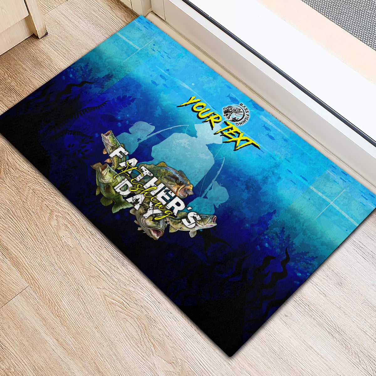 Personalized Father's Day Bass Fishing Rubber Doormat Son and Daughter - Wonder Print Shop