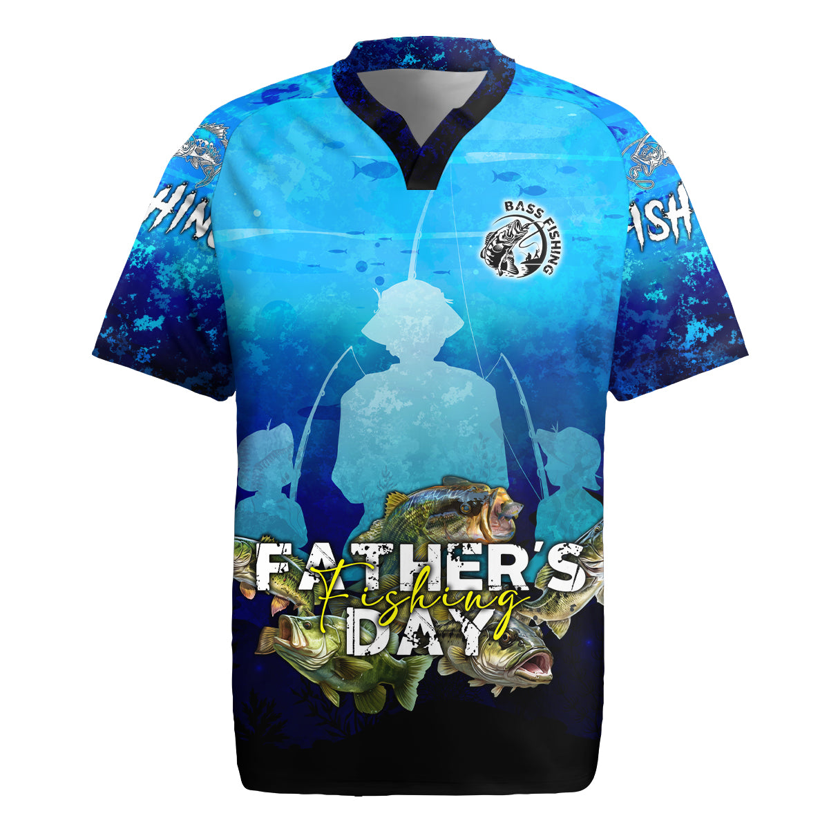 Personalized Father's Day Bass Fishing Rugby Jersey Son and Daughter - Wonder Print Shop