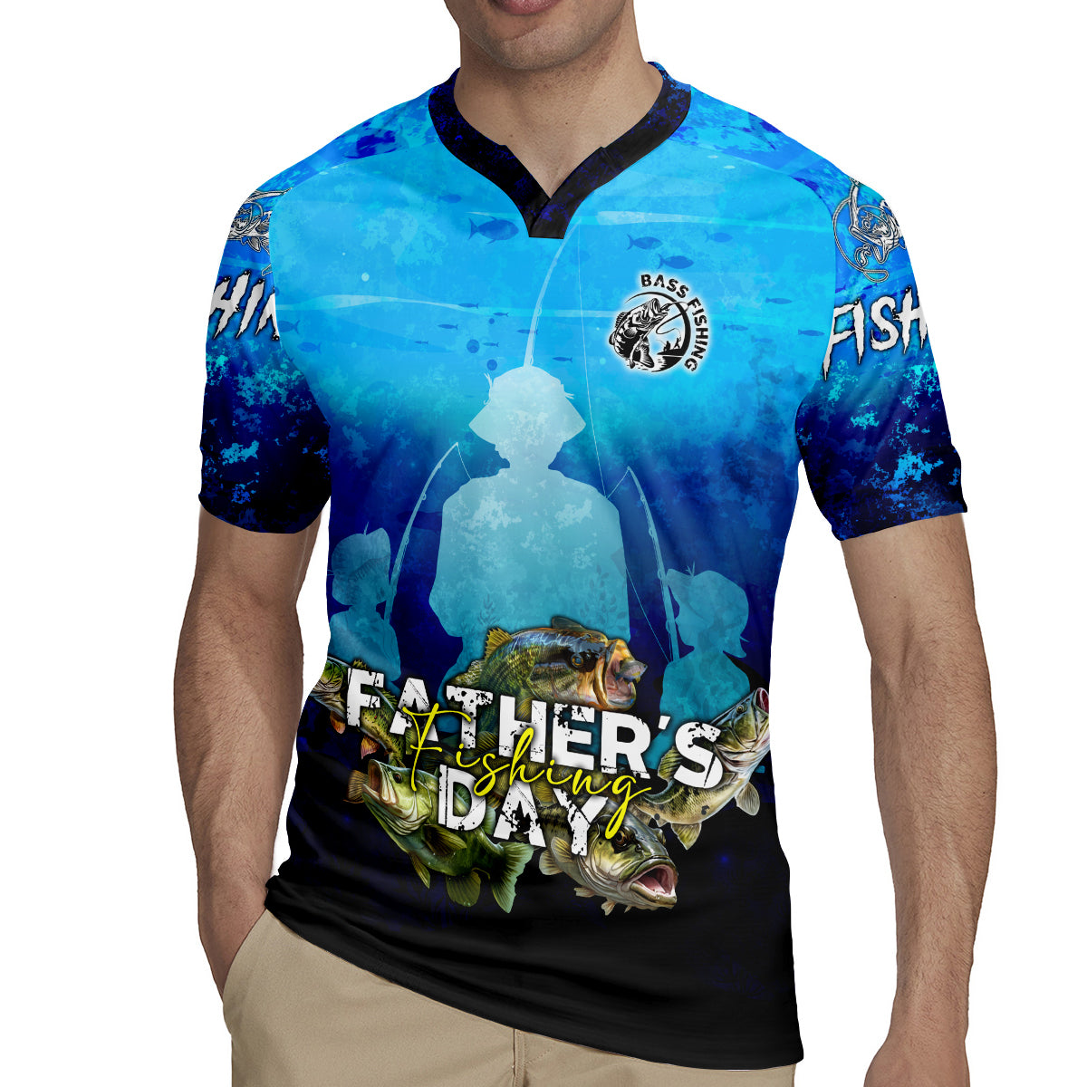 Personalized Father's Day Bass Fishing Rugby Jersey Son and Daughter - Wonder Print Shop