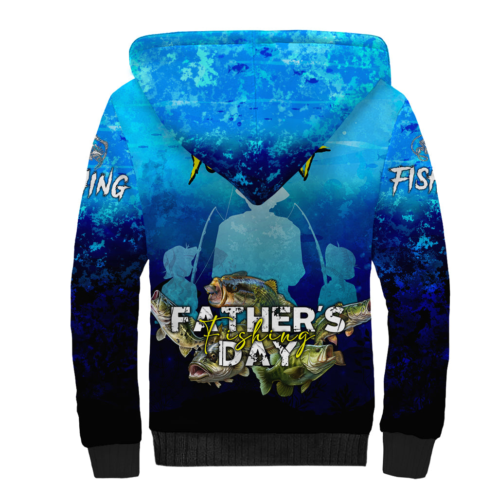 Personalized Father's Day Bass Fishing Sherpa Hoodie Son and Daughter - Wonder Print Shop