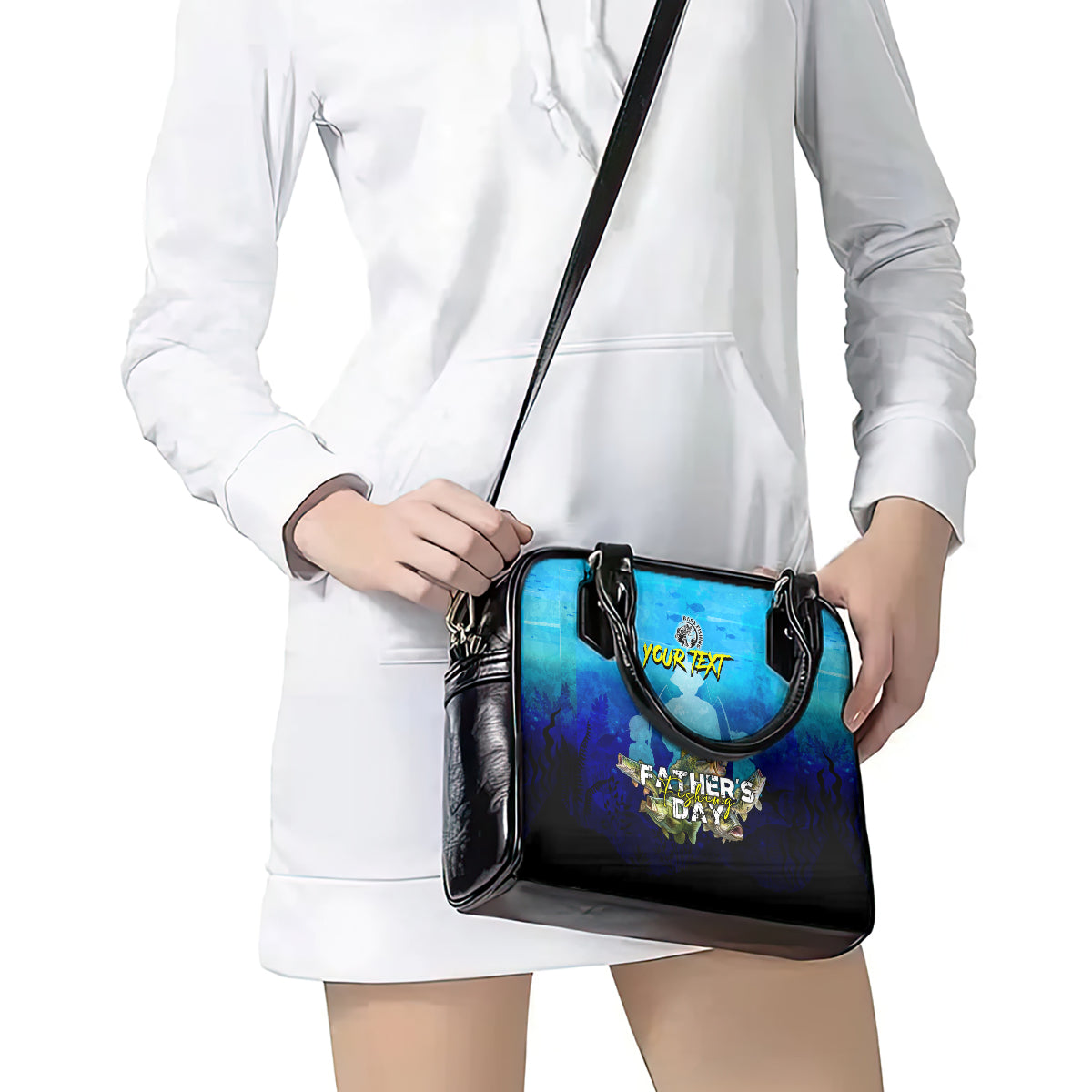 Personalized Father's Day Bass Fishing Shoulder Handbag Son and Daughter