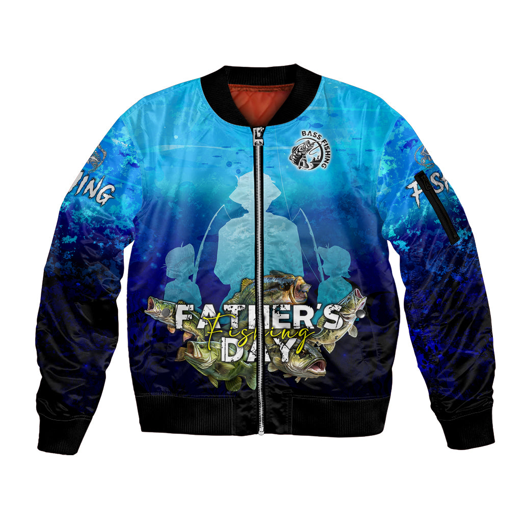 Personalized Father's Day Bass Fishing Sleeve Zip Bomber Jacket Son and Daughter - Wonder Print Shop