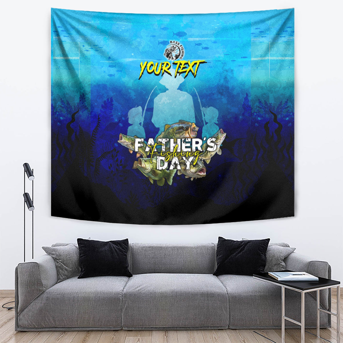 Personalized Father's Day Bass Fishing Tapestry Son and Daughter - Wonder Print Shop