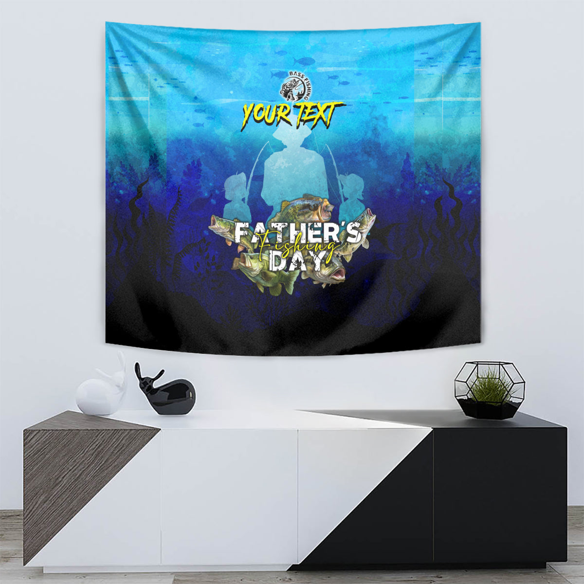 Personalized Father's Day Bass Fishing Tapestry Son and Daughter - Wonder Print Shop