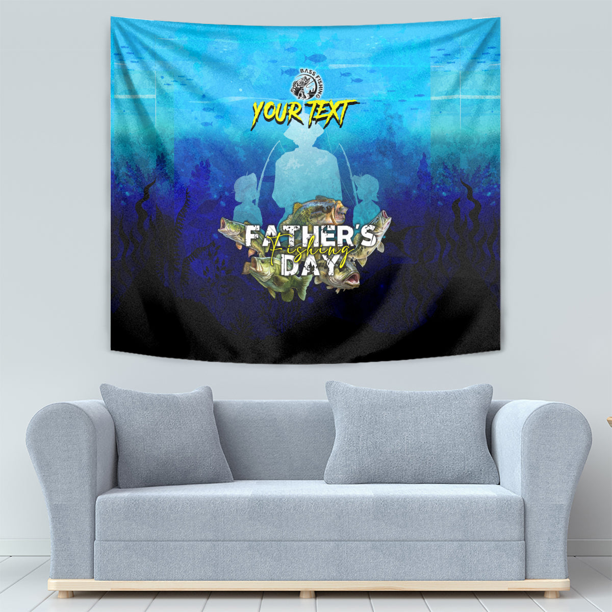 Personalized Father's Day Bass Fishing Tapestry Son and Daughter - Wonder Print Shop