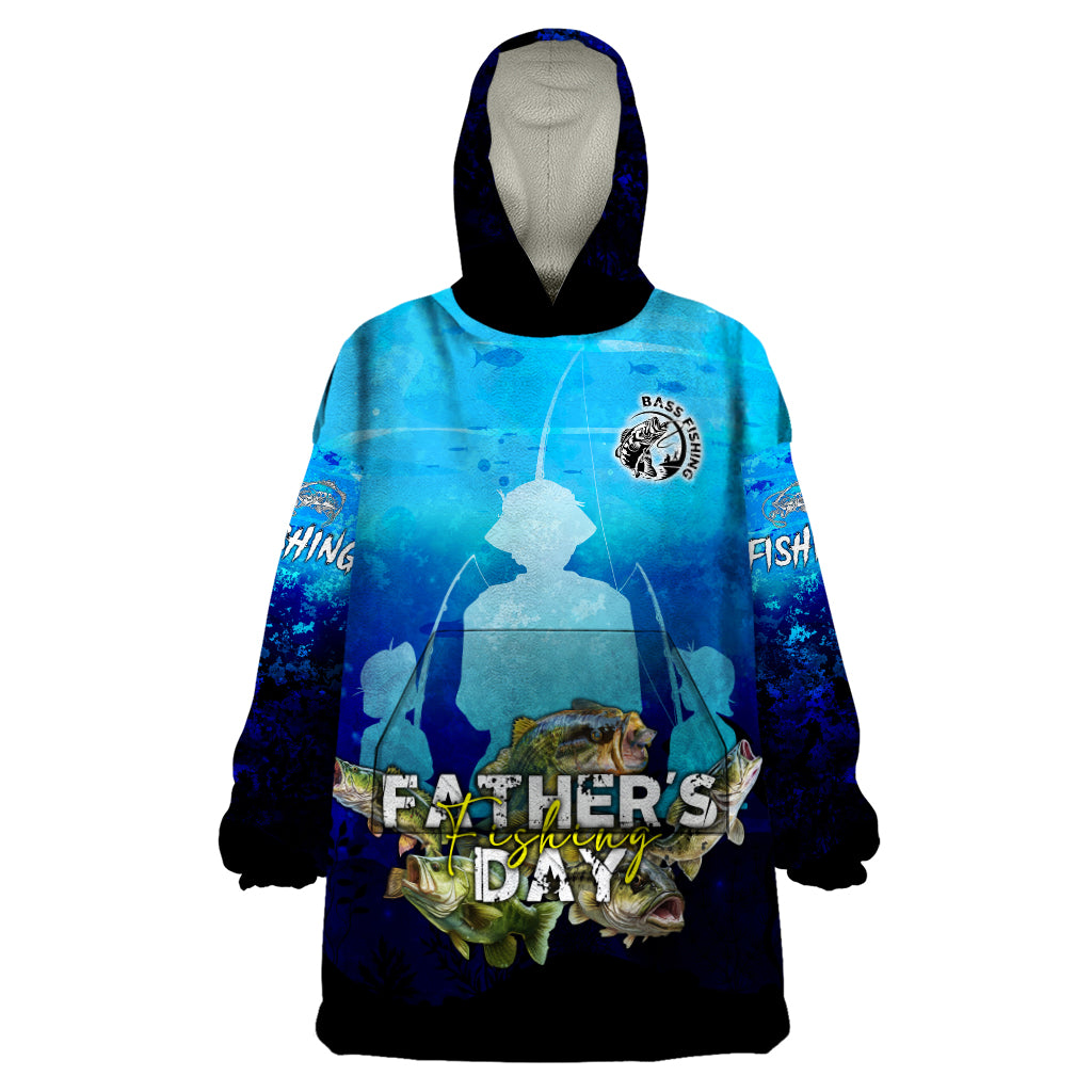 Personalized Father's Day Bass Fishing Wearable Blanket Hoodie Son and Daughter - Wonder Print Shop