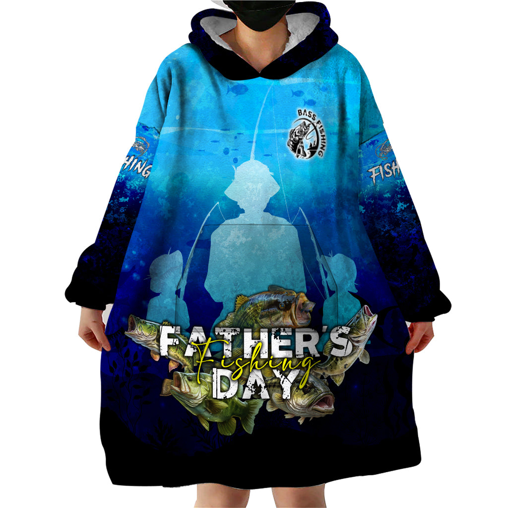 Personalized Father's Day Bass Fishing Wearable Blanket Hoodie Son and Daughter - Wonder Print Shop