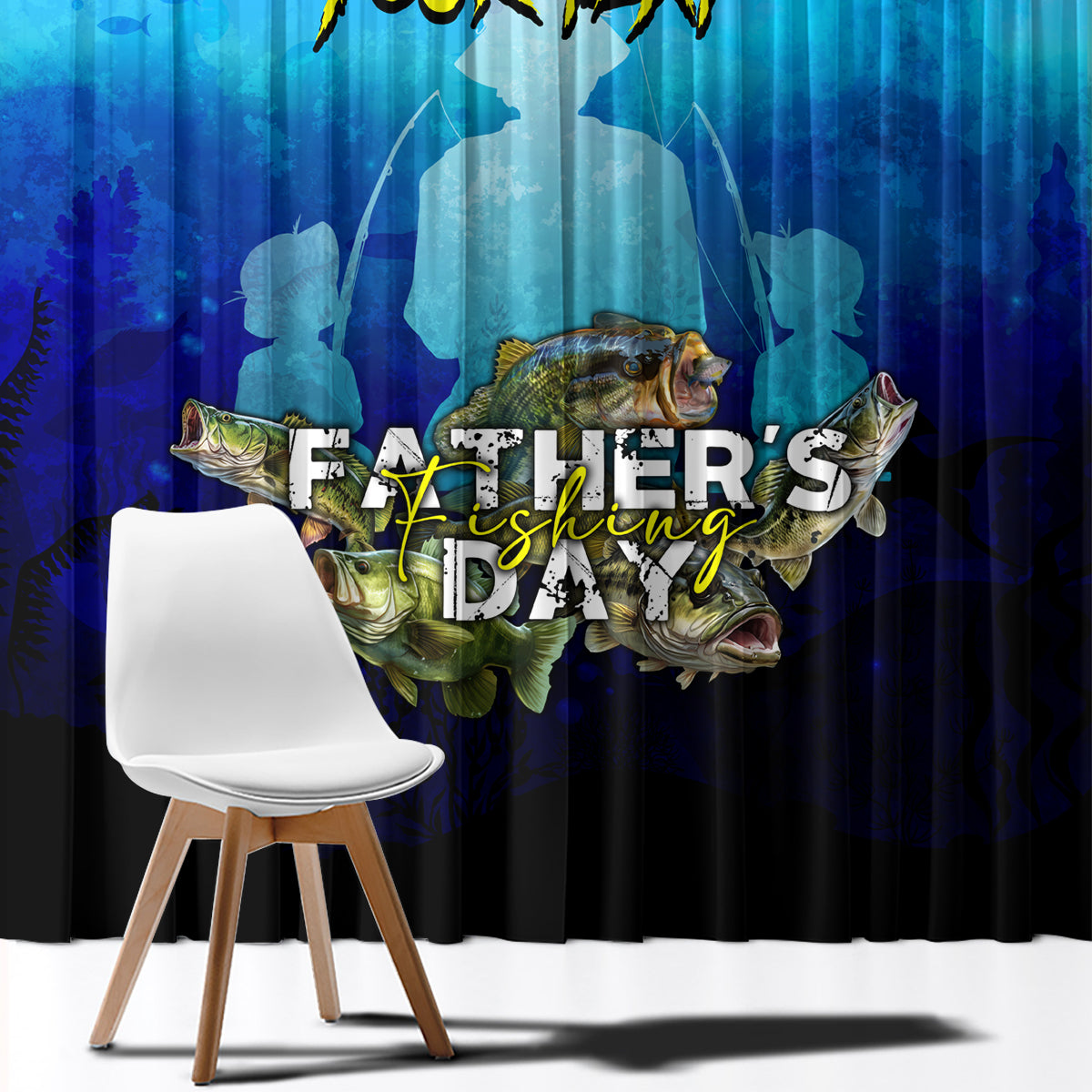 Personalized Father's Day Bass Fishing Window Curtain Son and Daughter - Wonder Print Shop