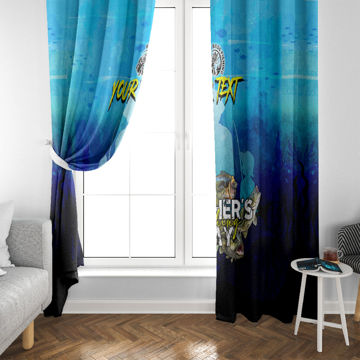 Personalized Father's Day Bass Fishing Window Curtain Son and Daughter - Wonder Print Shop