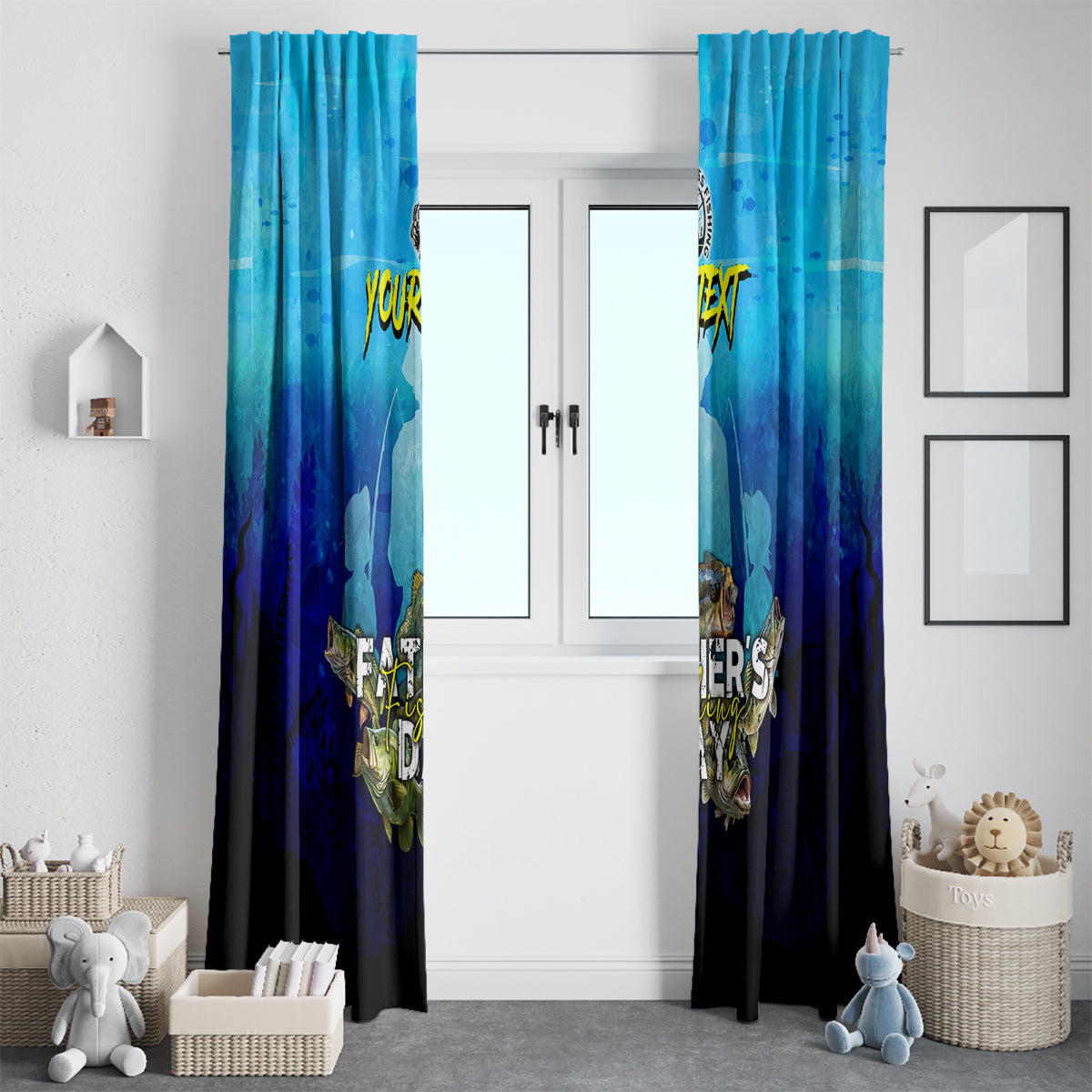 Personalized Father's Day Bass Fishing Window Curtain Son and Daughter - Wonder Print Shop