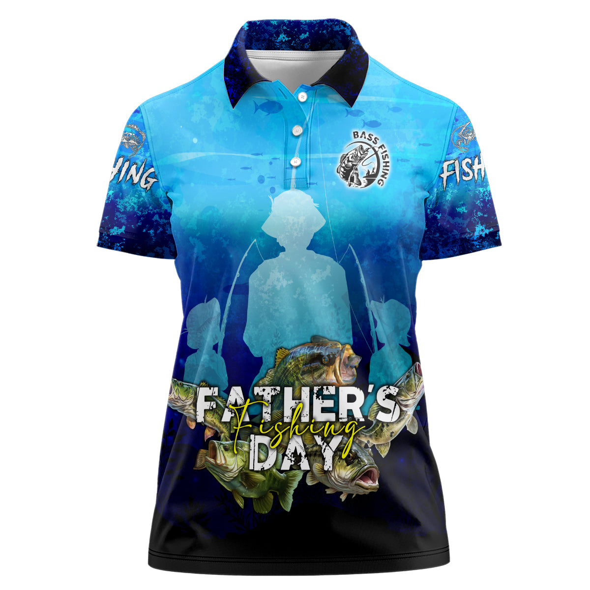 Personalized Father's Day Bass Fishing Women Polo Shirt Son and Daughter - Wonder Print Shop