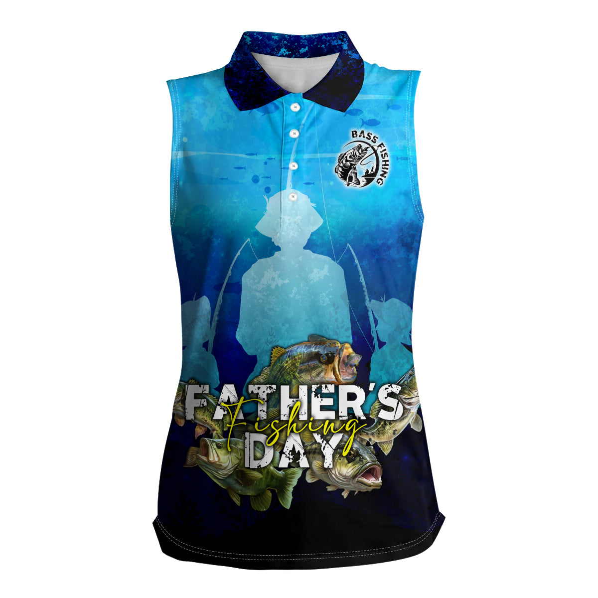 Personalized Father's Day Bass Fishing Women Sleeveless Polo Shirt Son and Daughter - Wonder Print Shop