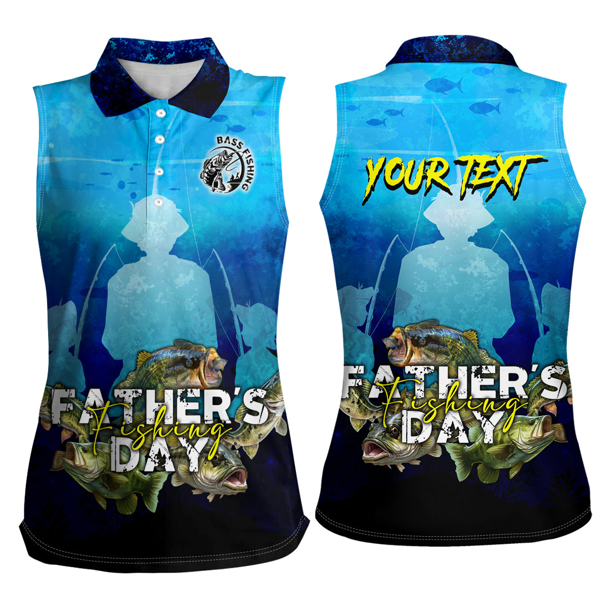 Personalized Father's Day Bass Fishing Women Sleeveless Polo Shirt Son and Daughter - Wonder Print Shop