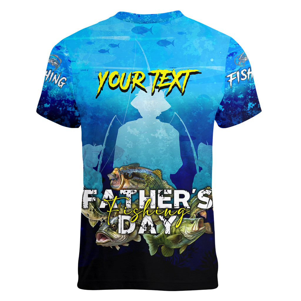 Personalized Father's Day Bass Fishing Women V-Neck T-Shirt Son and Daughter - Wonder Print Shop