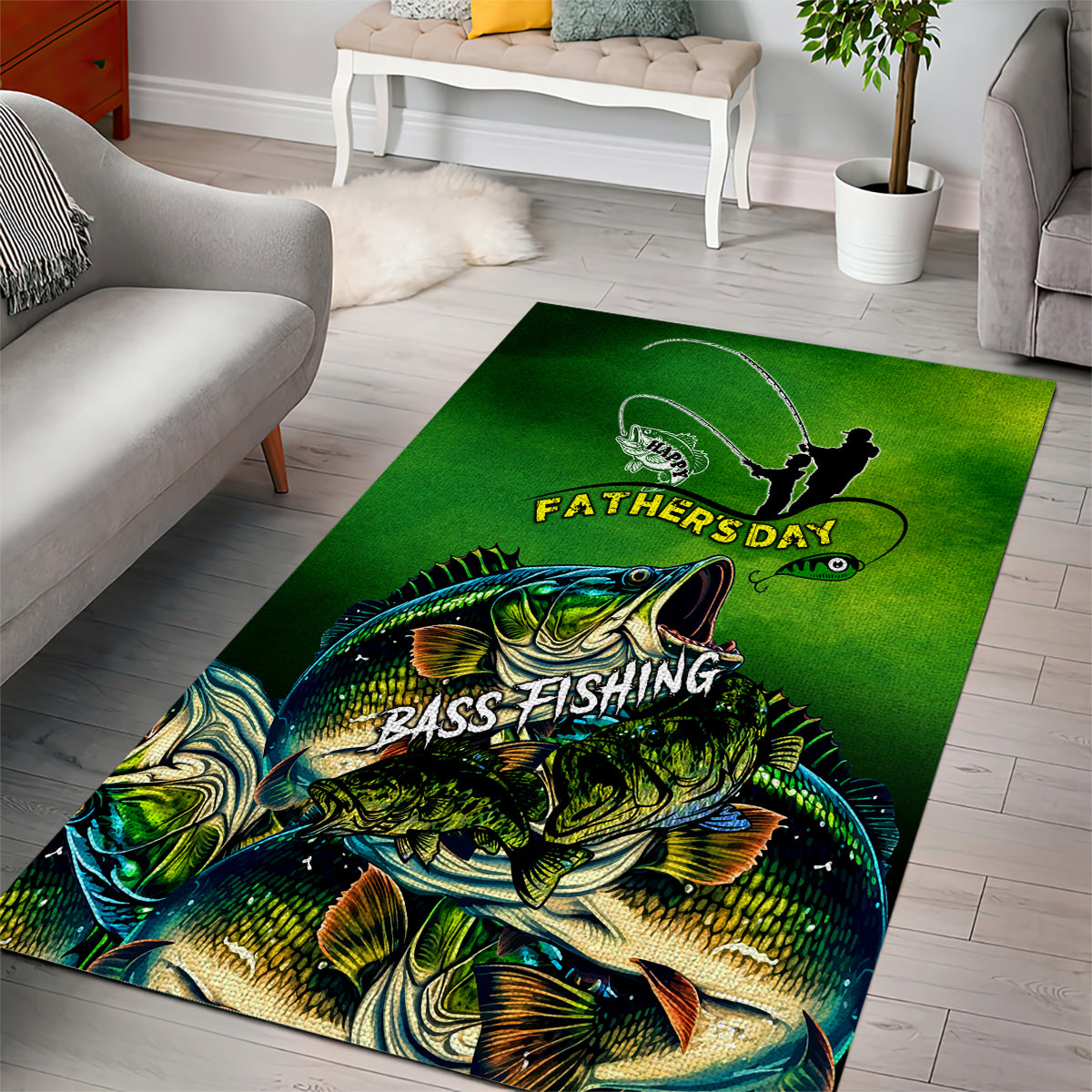 Father's Day Bass Fishing Area Rug Best Dad Ever - Wonder Print Shop