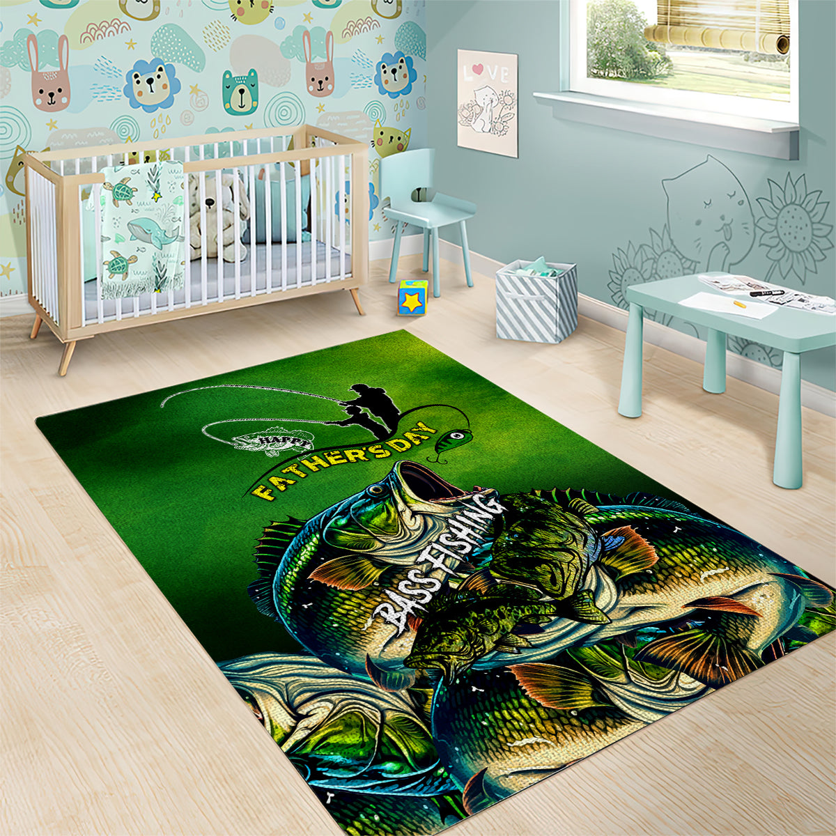 Father's Day Bass Fishing Area Rug Best Dad Ever - Wonder Print Shop