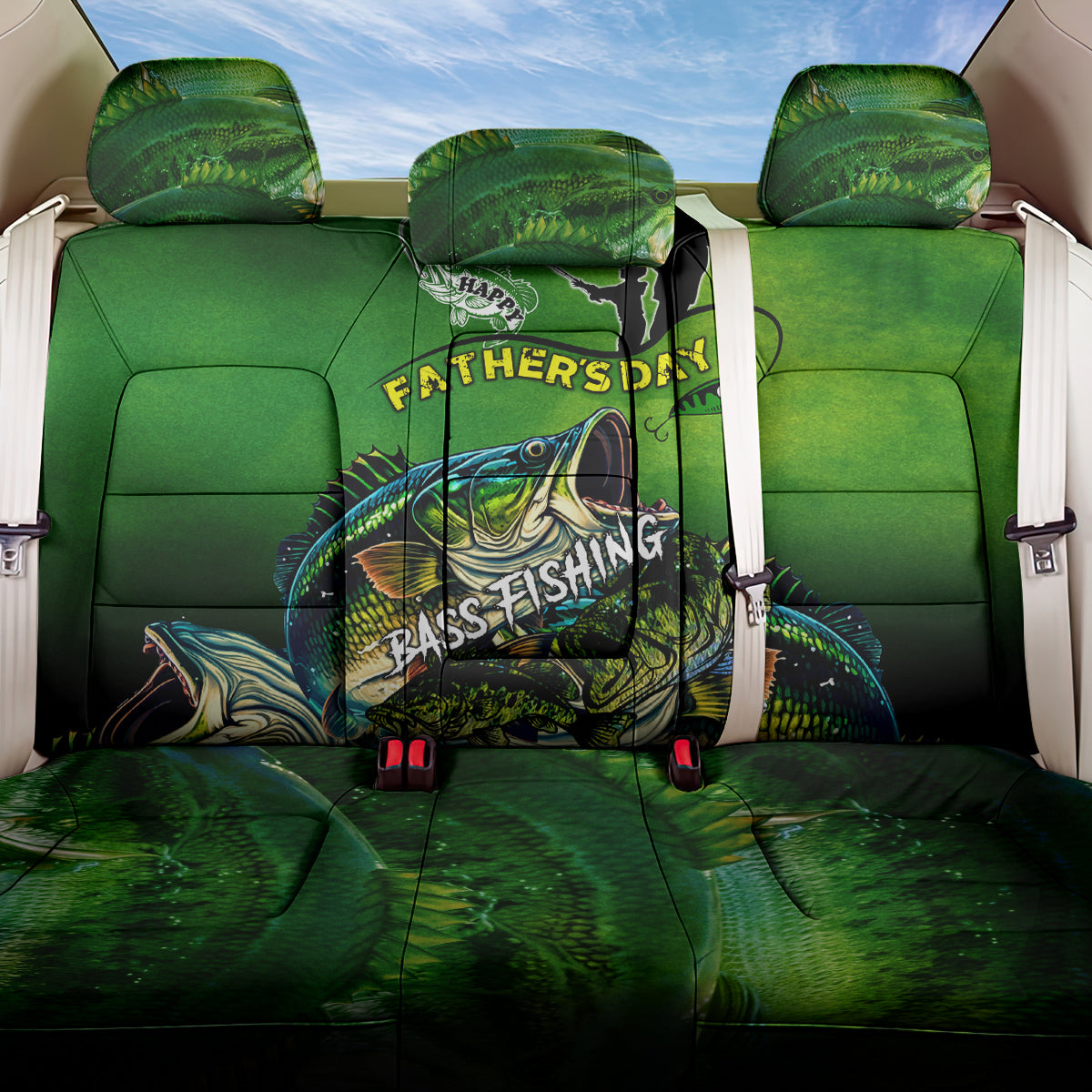 Father's Day Bass Fishing Back Car Seat Cover Best Dad Ever