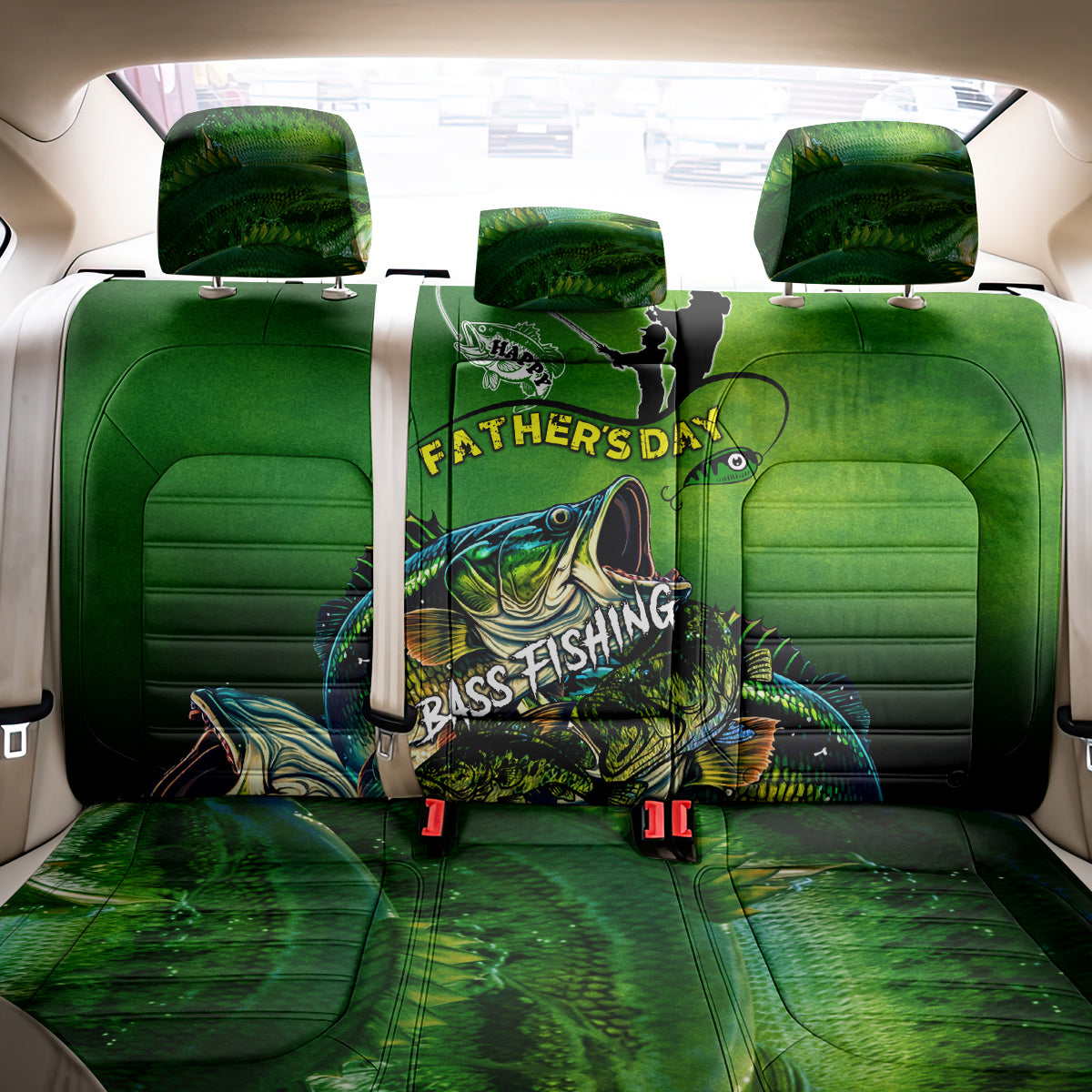 Father's Day Bass Fishing Back Car Seat Cover Best Dad Ever - Wonder Print Shop