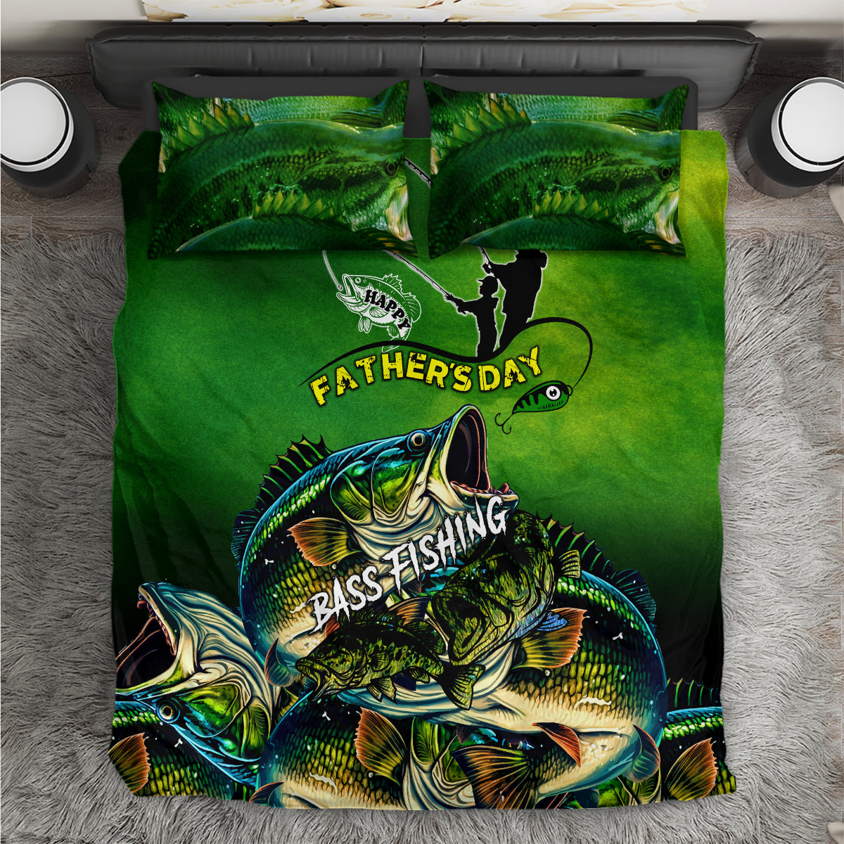 Father's Day Bass Fishing Bedding Set Best Dad Ever - Wonder Print Shop
