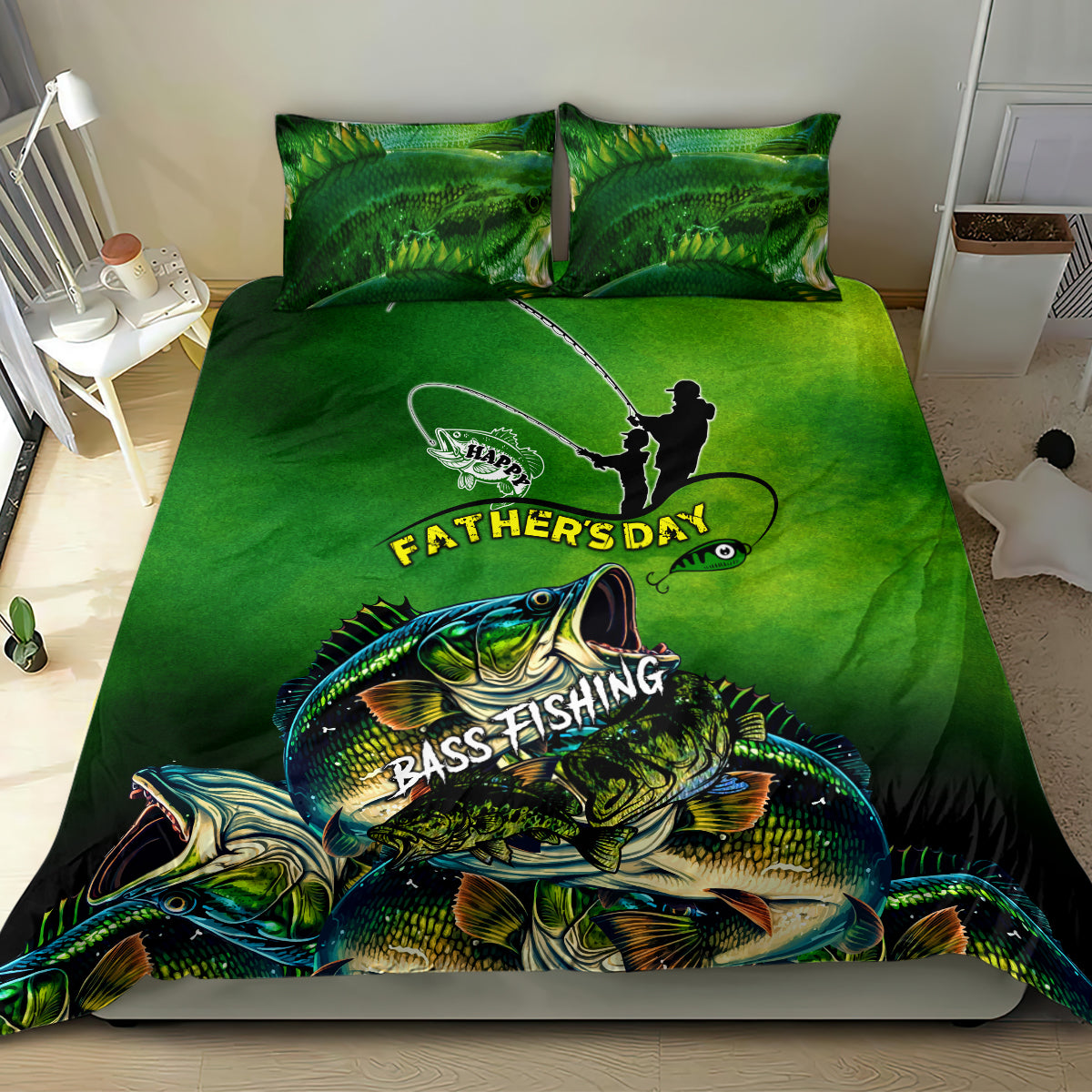 Father's Day Bass Fishing Bedding Set Best Dad Ever - Wonder Print Shop