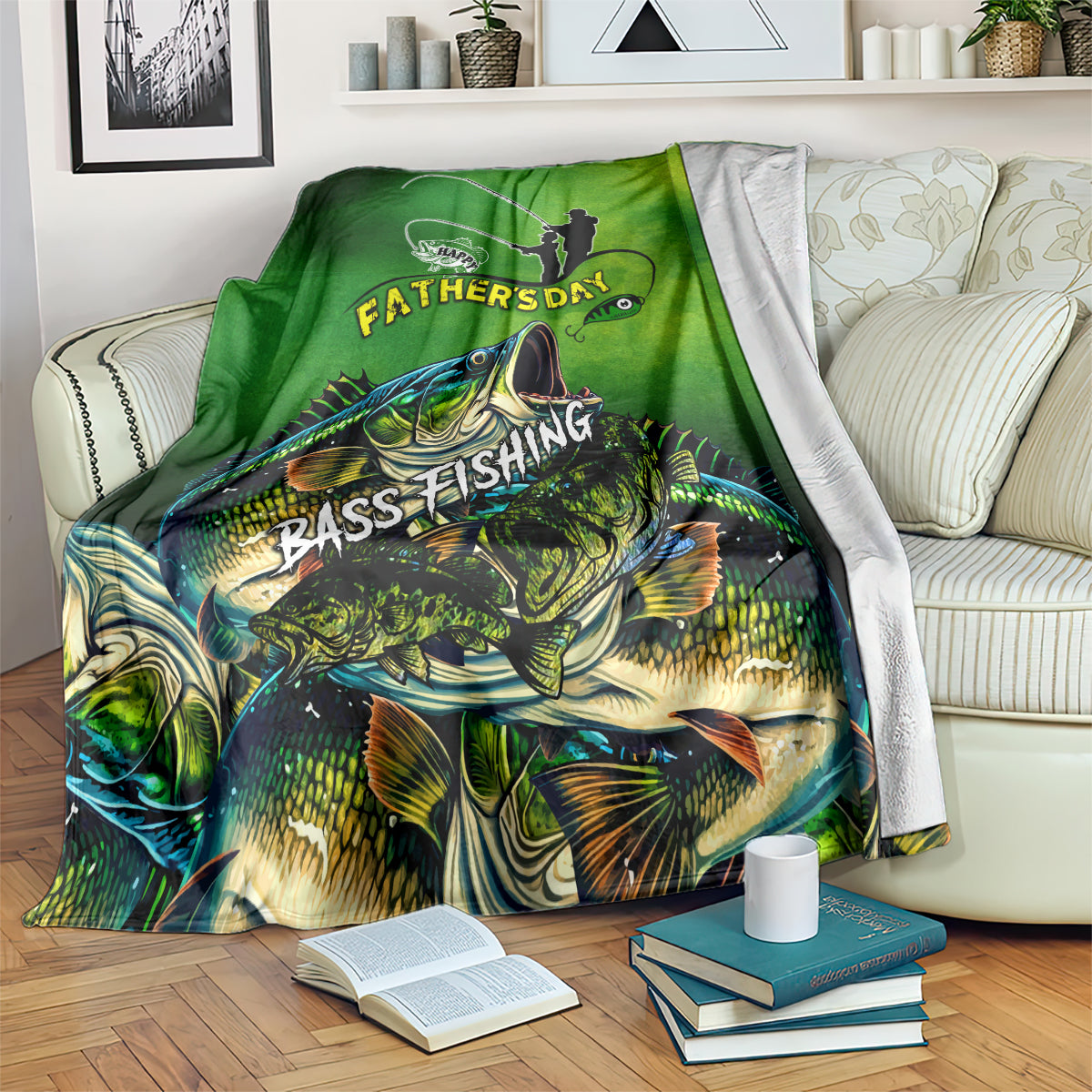 Father's Day Bass Fishing Blanket Best Dad Ever