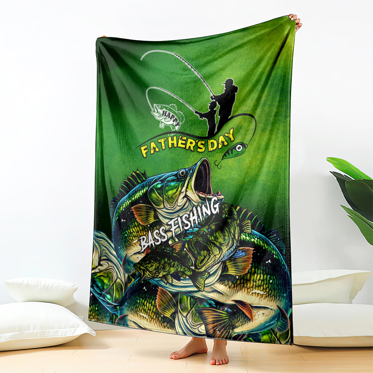Father's Day Bass Fishing Blanket Best Dad Ever