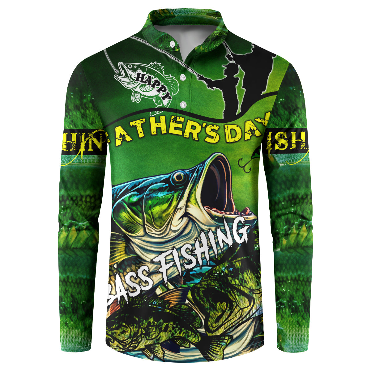 Father's Day Bass Fishing Button Sweatshirt Best Dad Ever - Wonder Print Shop