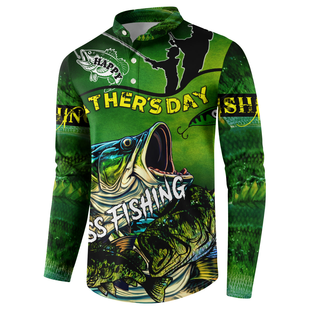 Father's Day Bass Fishing Button Sweatshirt Best Dad Ever - Wonder Print Shop