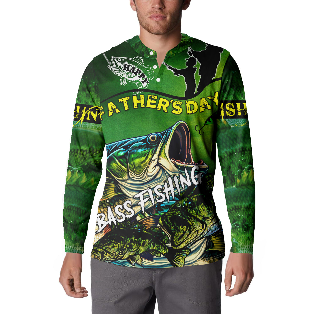 Father's Day Bass Fishing Button Sweatshirt Best Dad Ever - Wonder Print Shop