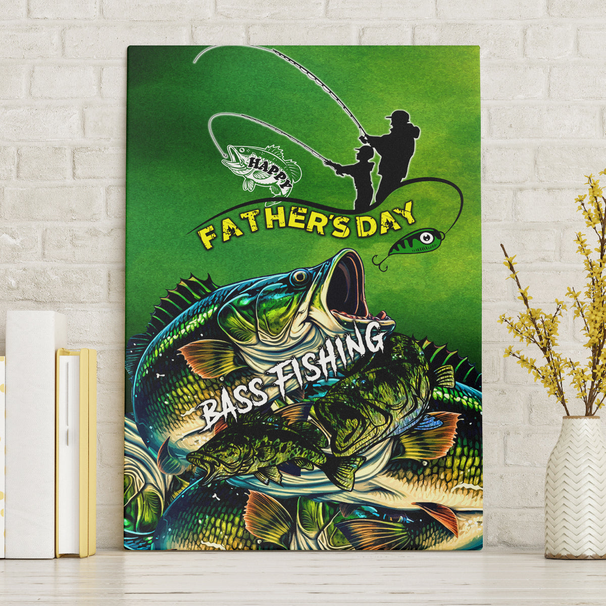 Father's Day Bass Fishing Canvas Wall Art Best Dad Ever - Wonder Print Shop