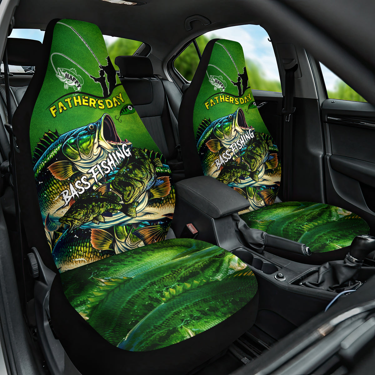 Father's Day Bass Fishing Car Seat Cover Best Dad Ever