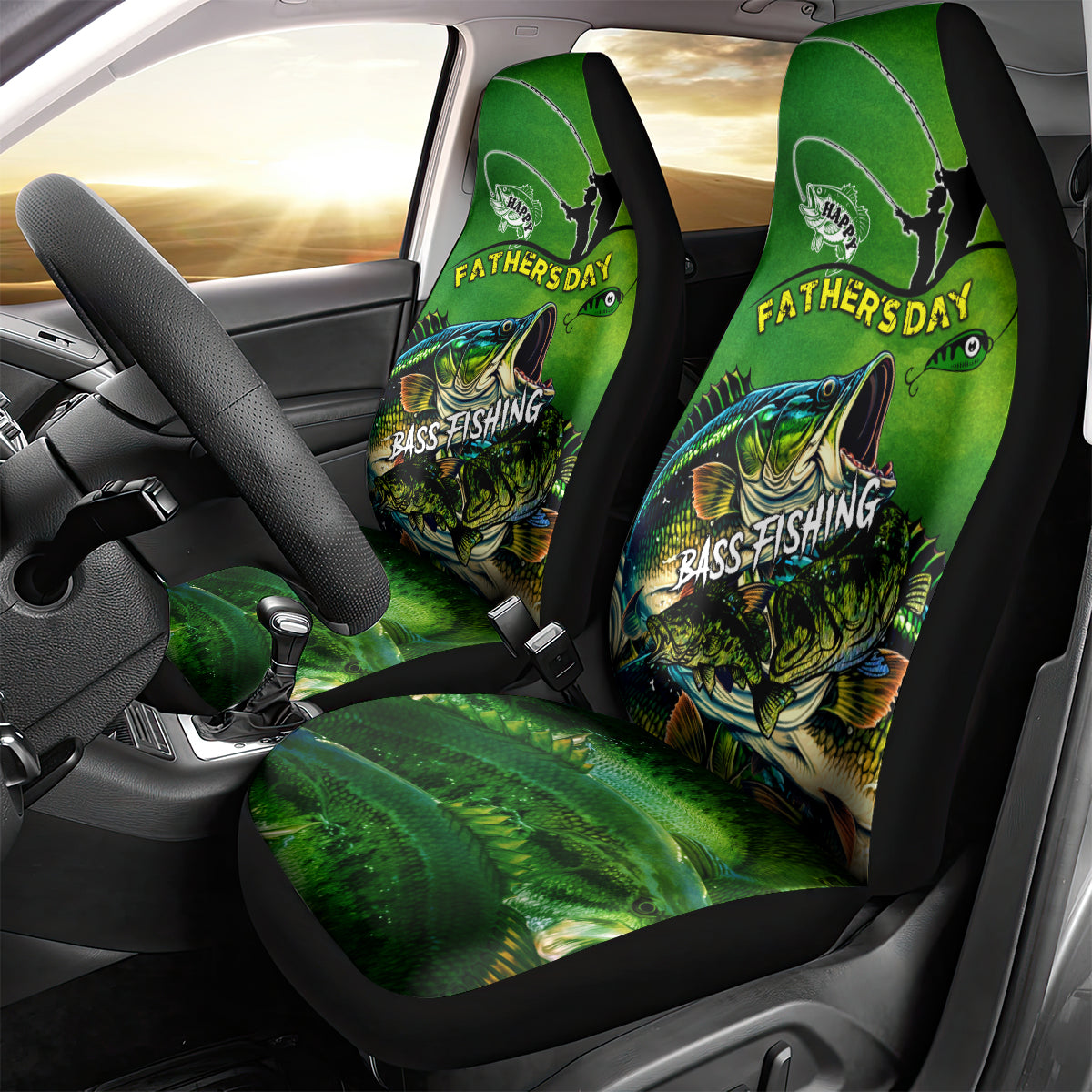 Father's Day Bass Fishing Car Seat Cover Best Dad Ever - Wonder Print Shop