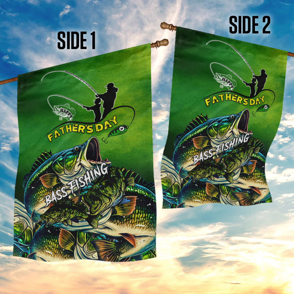 Father's Day Bass Fishing Garden Flag Best Dad Ever - Wonder Print Shop
