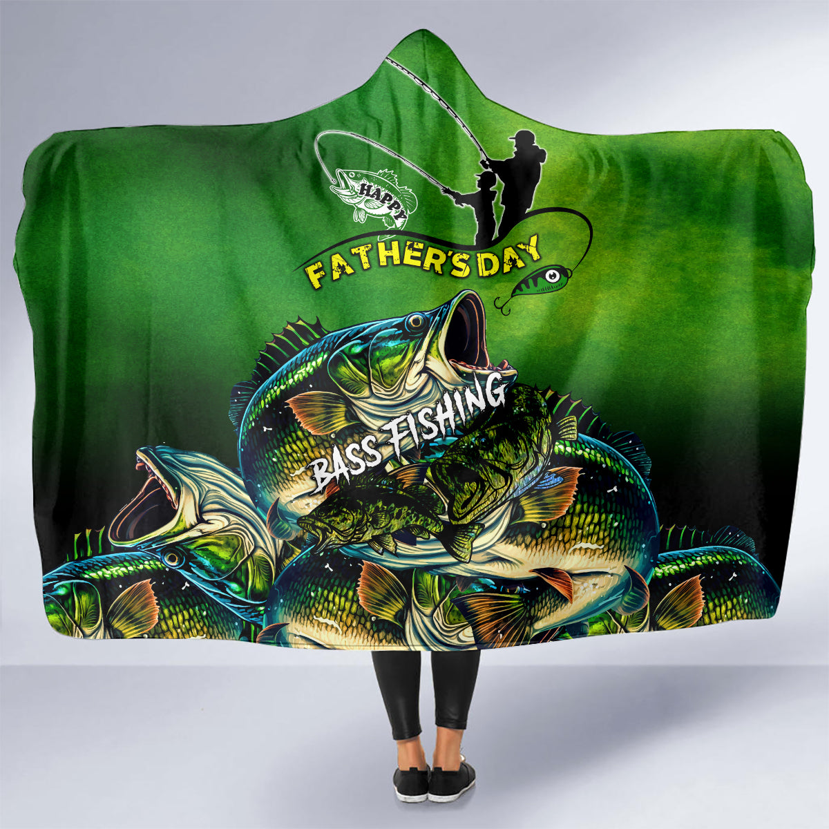 Father's Day Bass Fishing Hooded Blanket Best Dad Ever