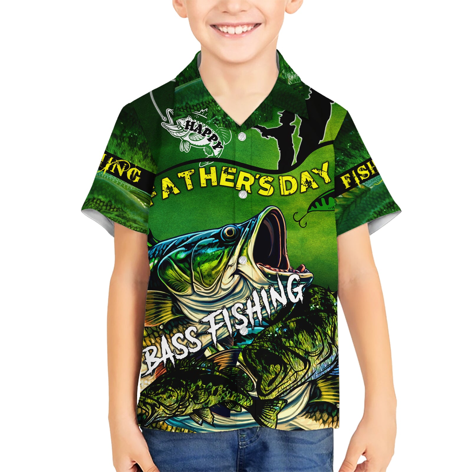 Father's Day Bass Fishing Kid Hawaiian Shirt Best Dad Ever - Wonder Print Shop