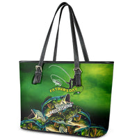 Father's Day Bass Fishing Leather Tote Bag Best Dad Ever - Wonder Print Shop