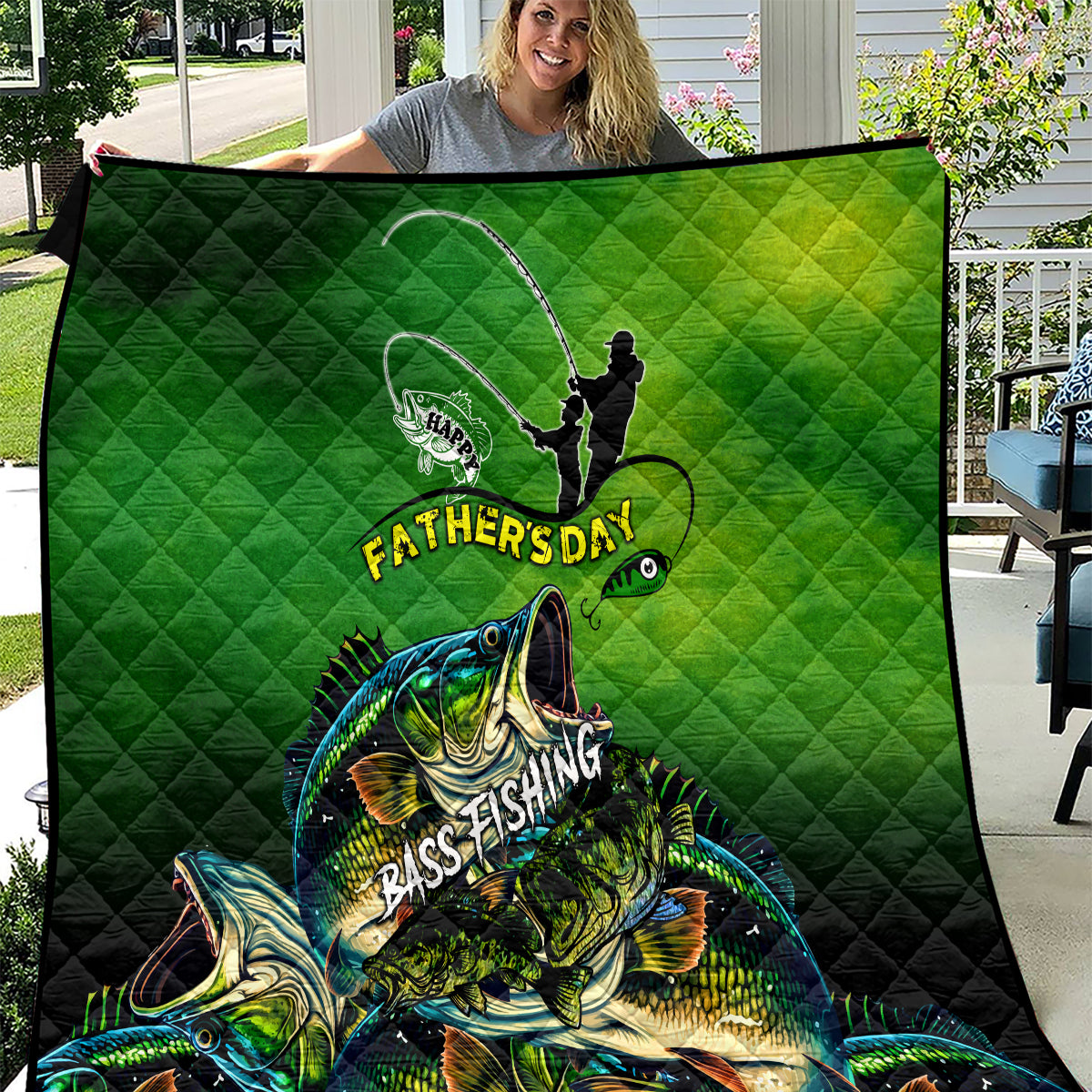 Father's Day Bass Fishing Quilt Best Dad Ever