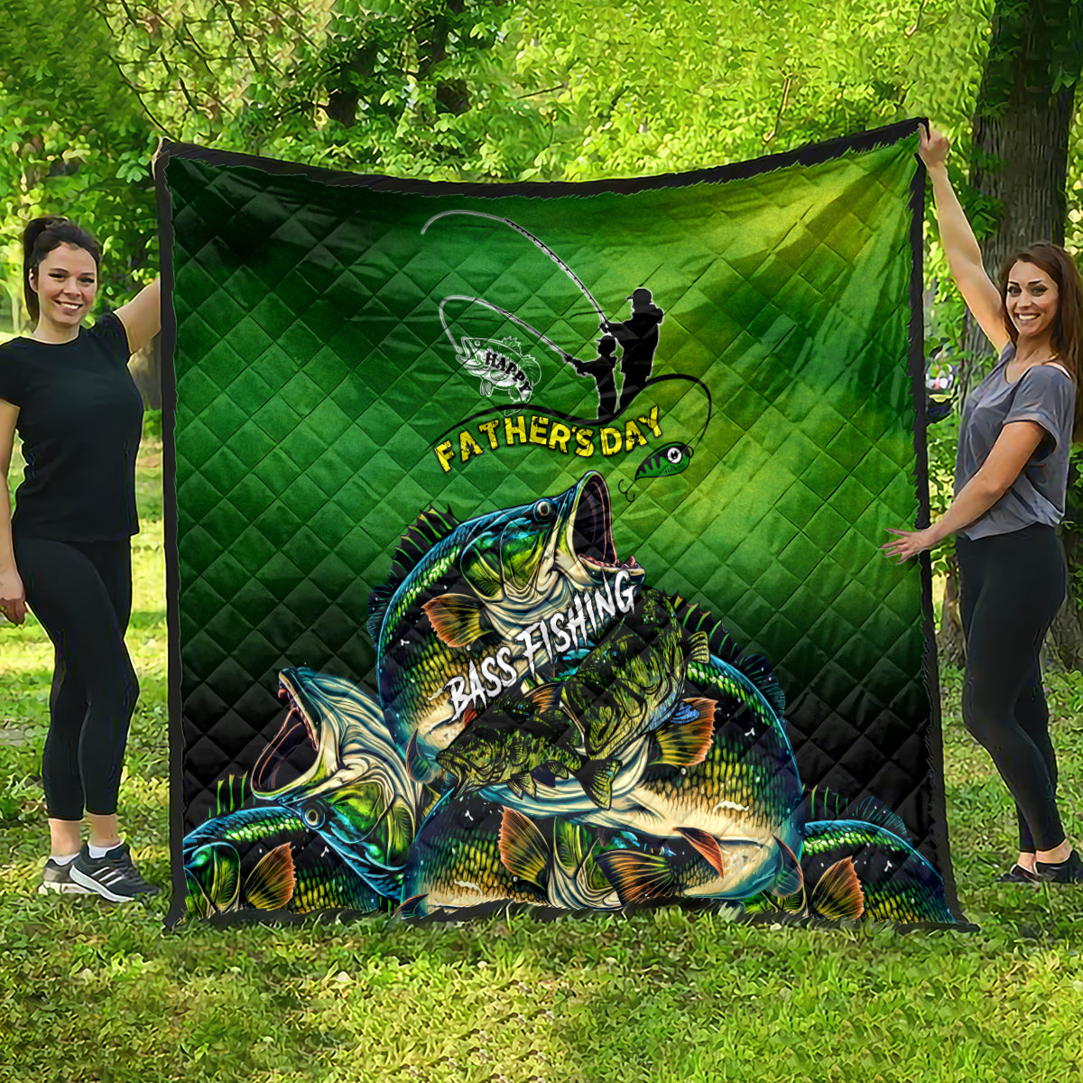 Father's Day Bass Fishing Quilt Best Dad Ever - Wonder Print Shop